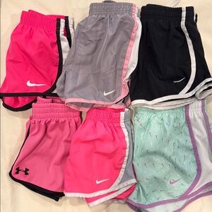 Nike and Under Armour Kids Athletic Shorts lot of 6